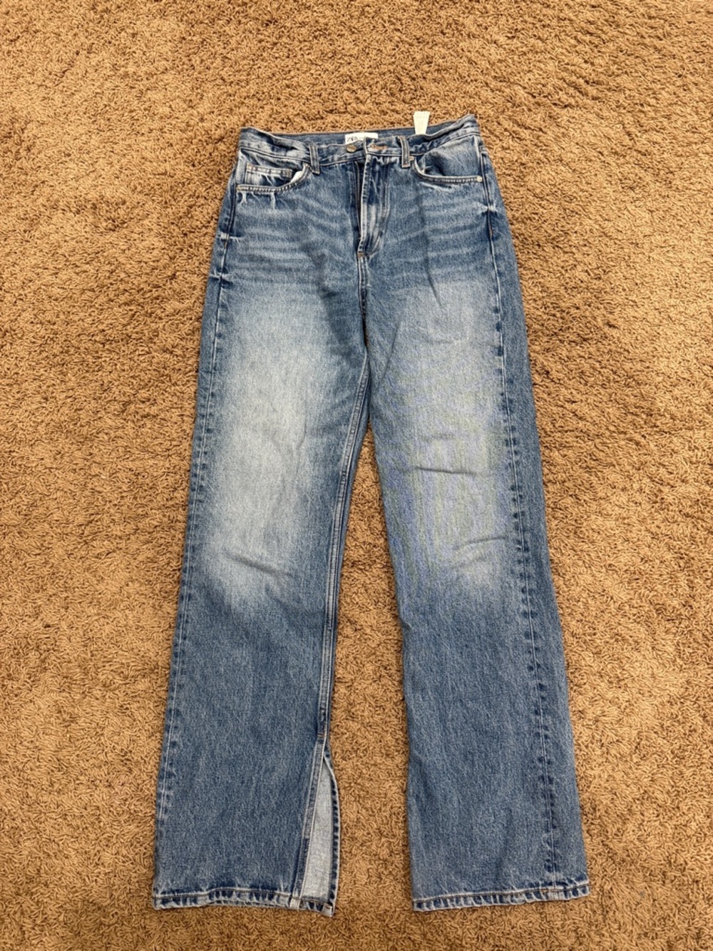 Zara Straight Leg Jeans in Light Blue Wash